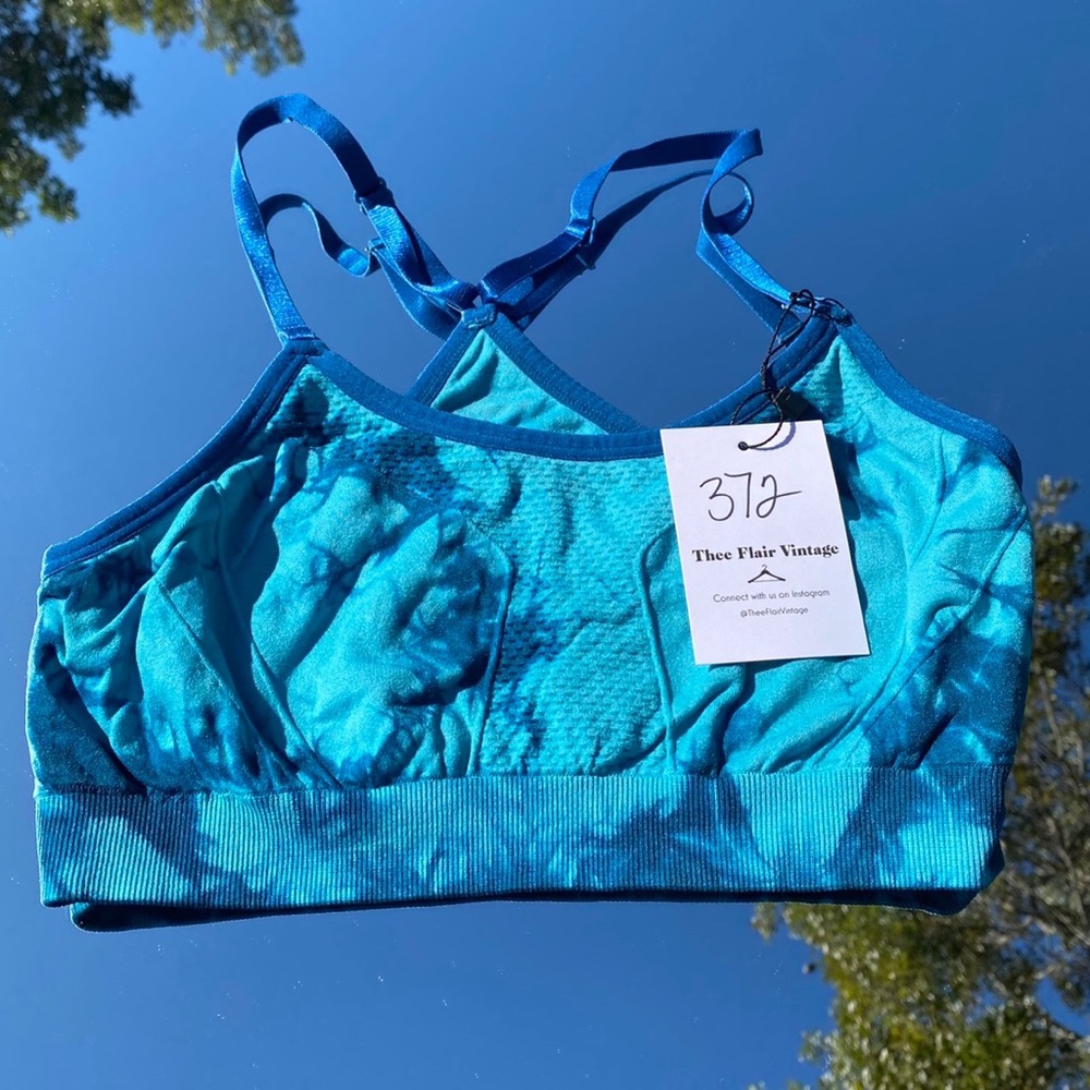Blue Tie-dyed stretch sports bra
